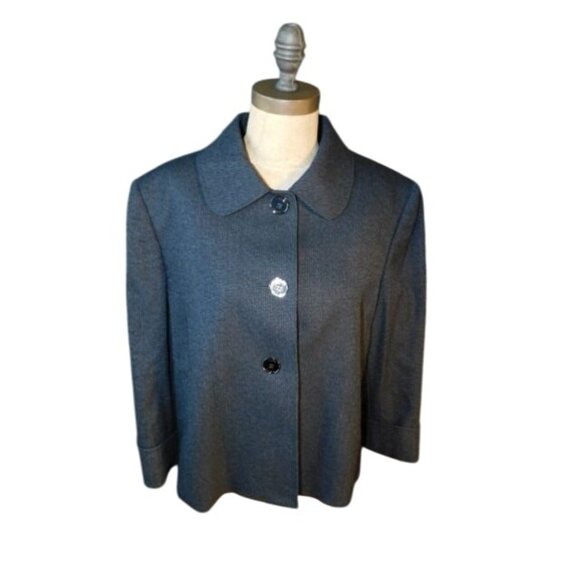 Alex Marie Size 14/16 Navy Blue pinstripe Lined 2 Piece Suit Jacket + Skirt - Picture 1 of 6